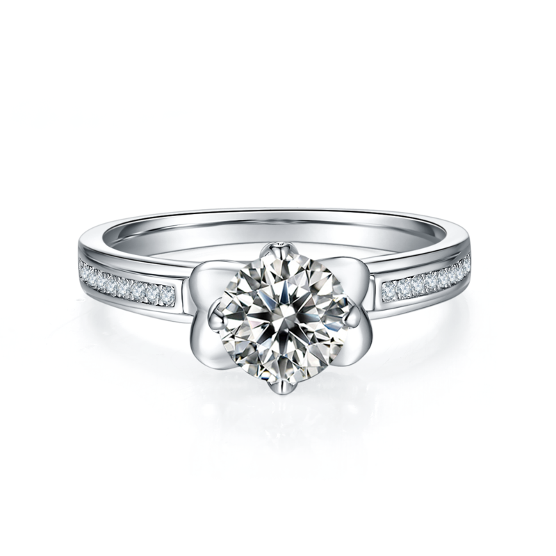 直臂唐嫣同款S925银镀白金MoissaniteWomen's Ring1ctD级